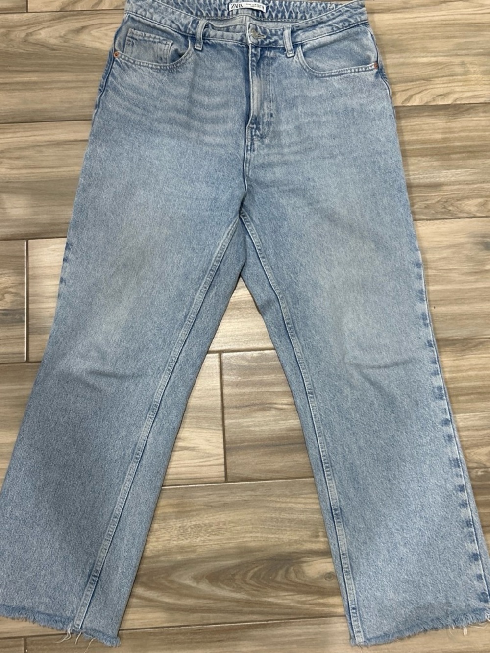 Women high rise Light Blue Denim Jeans - Classic Straight Fit - Picture 2 of 4